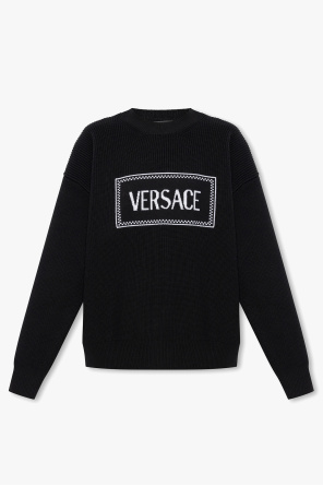 Versace Sweater with logo finished with shimmering crystals